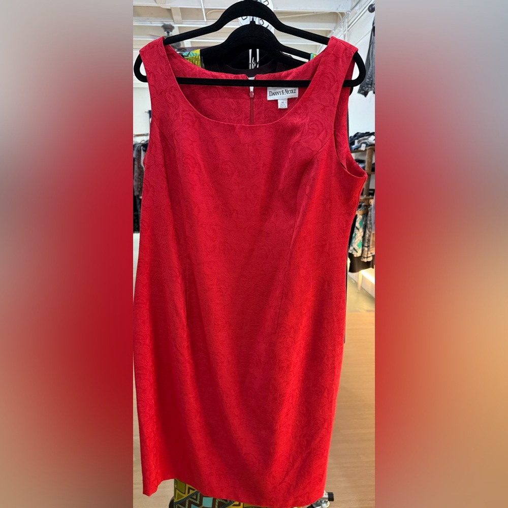 Danny & Nicole Red Floral Jacquard Sleeveless Dress